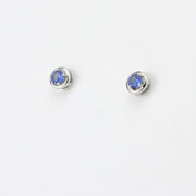 Side View Sterling Silver Tanzanite .4ct Round Post Earrings