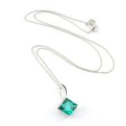 Sterling Silver Parieba Corundum 5ct Square Necklace