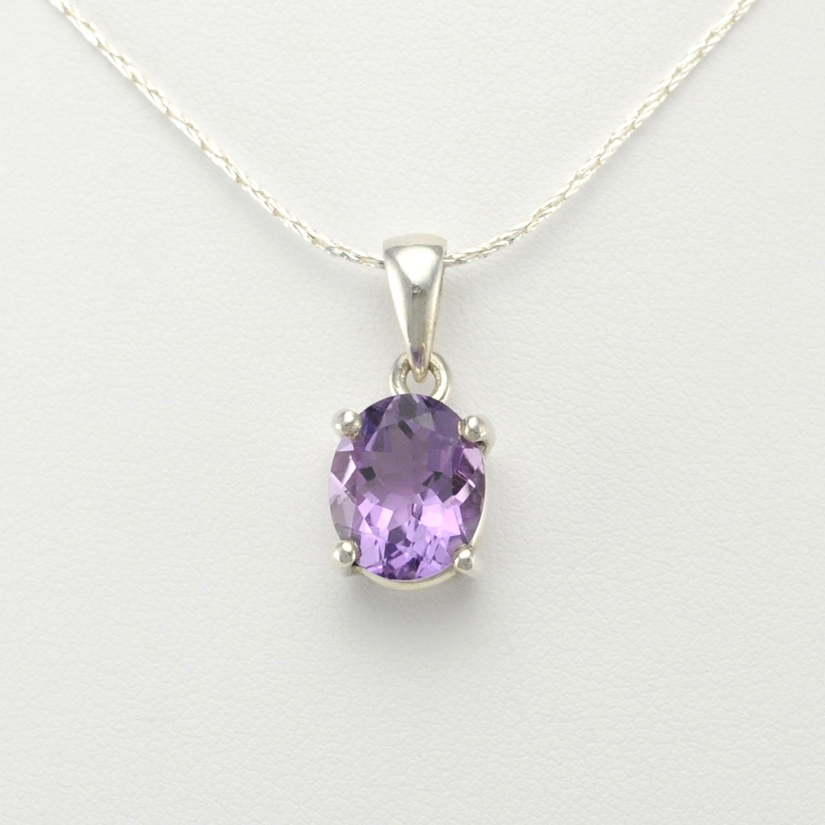 Alt View Silver Amethyst 10x12mm Oval Pendant