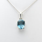 Silver Blue Topaz Oval Pendant