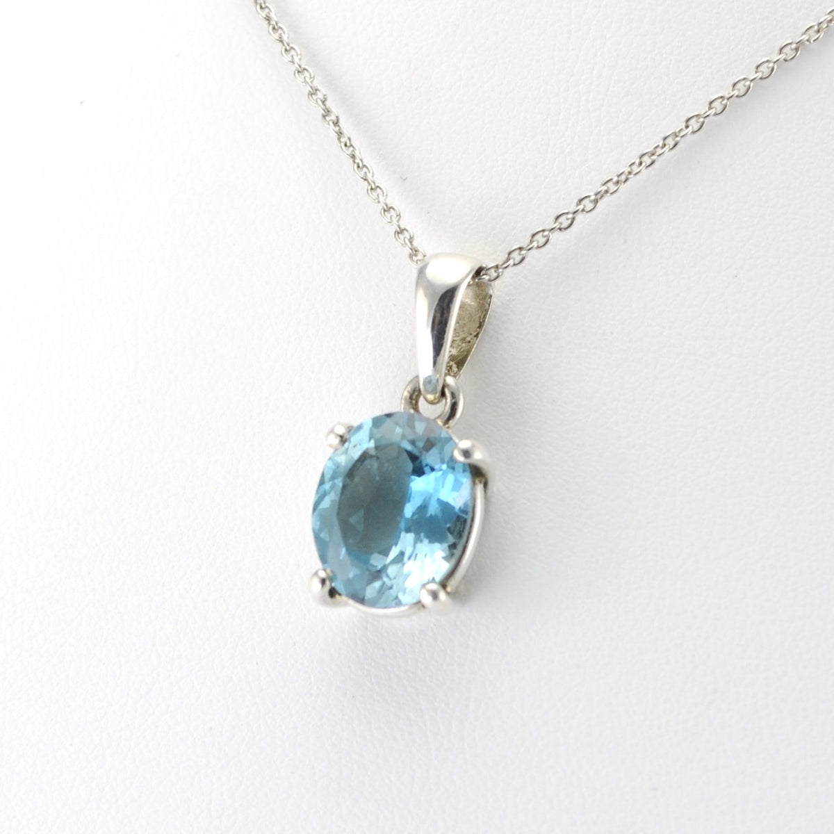 Alt View Silver Blue Topaz Oval Pendant