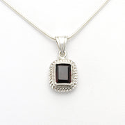 Silver Garnet Rectangle Pendant
