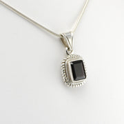 Alt View Silver Garnet Rectangle Pendant