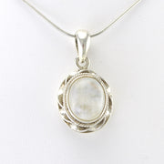 Alt View Silver Rainbow Moonstone Oval Pendant