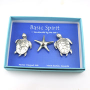 Handcrafted Pewter Sea Turtles Magnet Set