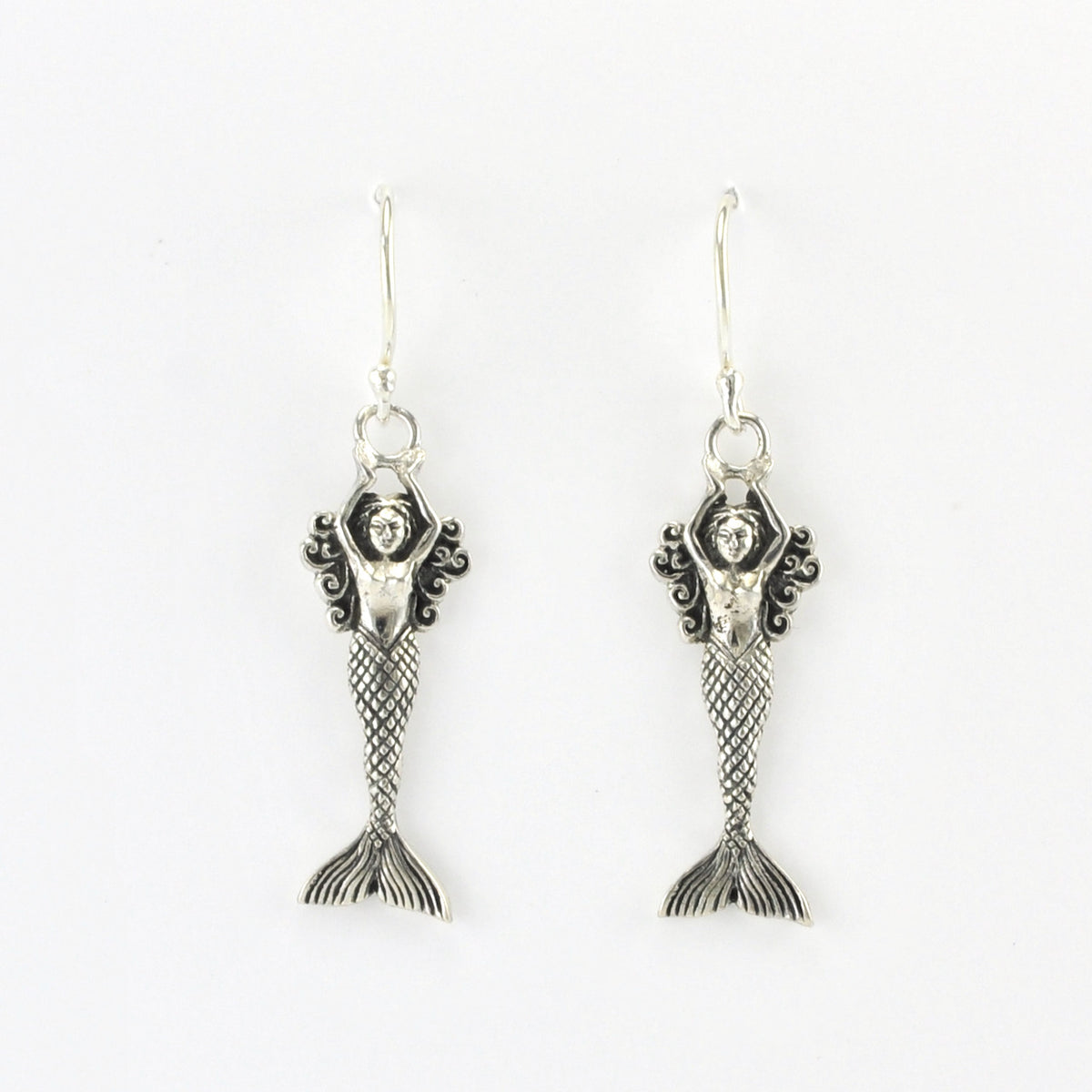 Alt View Silver Mermaid Dangle Earrings