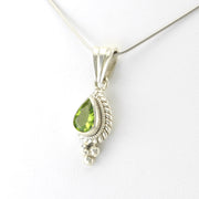 Silver Peridot 7x9mm Teardrop Pendant