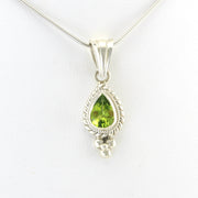 Alt View Silver Peridot 7x9mm Teardrop Pendant