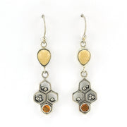 Alt View Silver Honeycomb Citrine Walrus Ivory Earrings