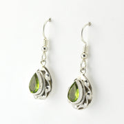 Side View Silver Peridot 6x8mm Tear Earrings