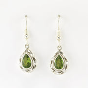 Alt View Silver Peridot 6x8mm Tear Earrings