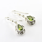Silver Peridot 6x8mm Tear Earrings