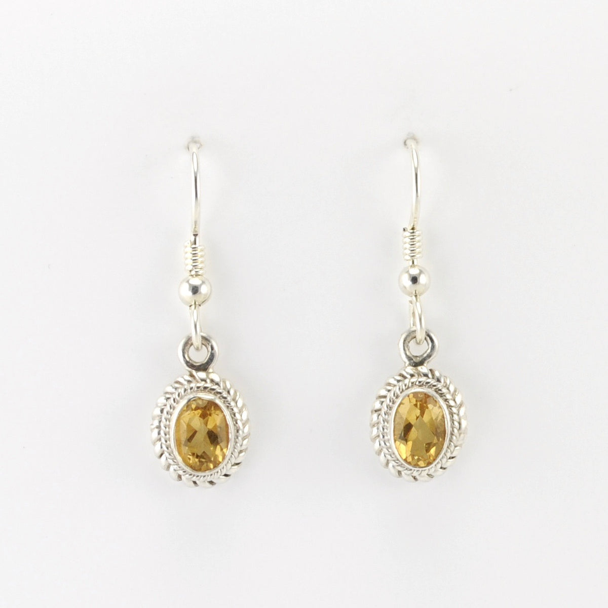 Alt View Silver Citrine Oval Dangle Earrings