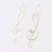 Sterling Silver Treble Clef CZ Earrings