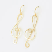 Side View Gold Fill Treble Clef CZ Earrings