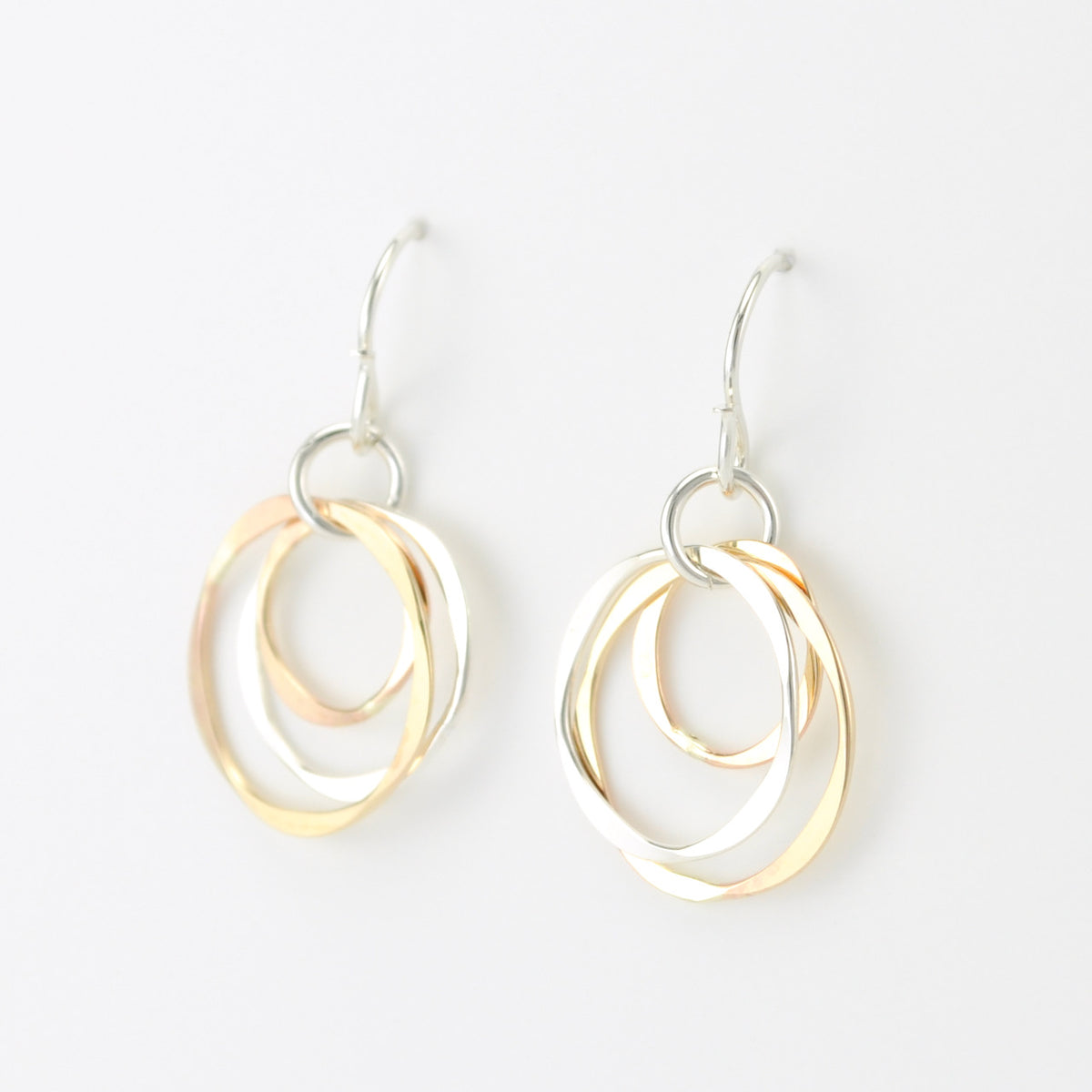 Gold Fill and Silver Triple Circle Earrings