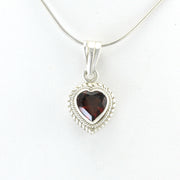 Alt View Silver Garnet Heart Pendant
