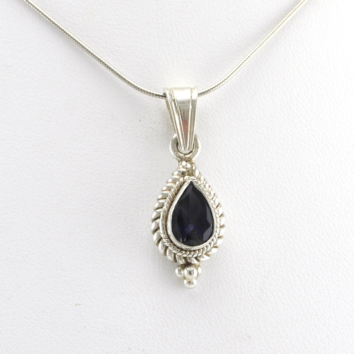 Alt View Sterling Silver Iolite Teardrop Pendant
