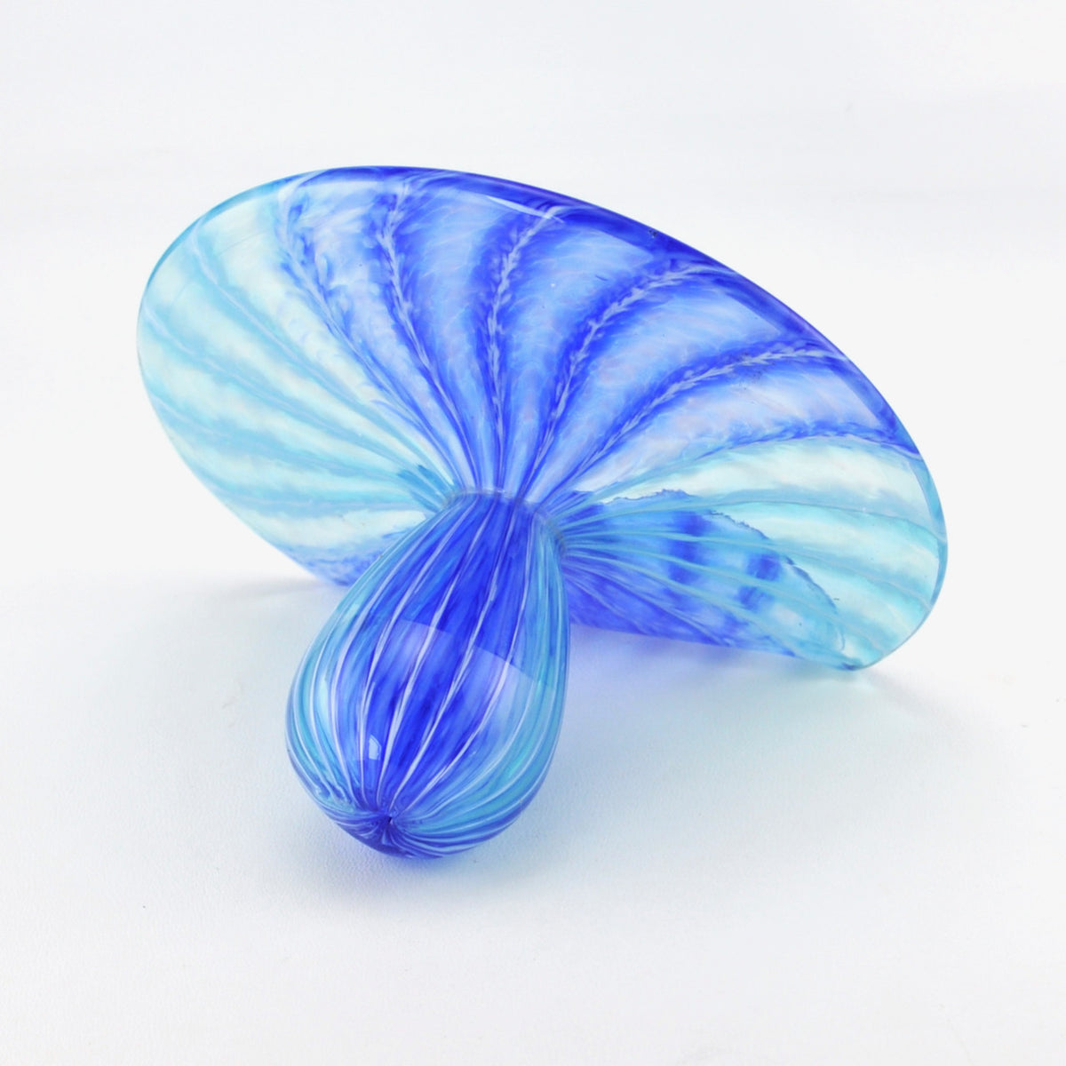 Side View Aqua Cobalt Glass Business Card Holder