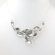 Alt View Sterling Silver Leaf Necklace with Cubic Zirconia