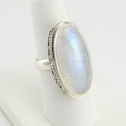 Alt View Moonstone Long Oval Bali Ring