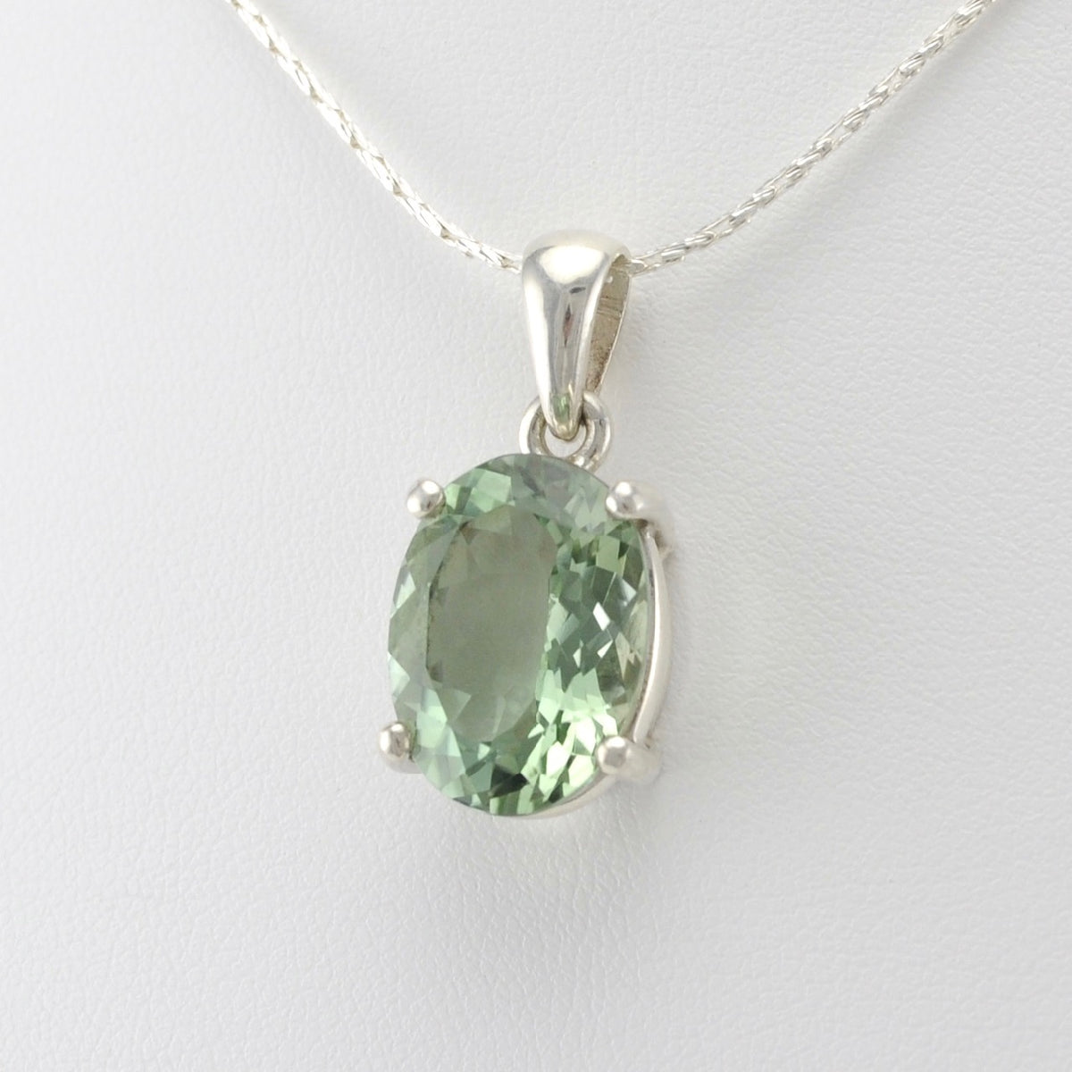 Side View Prasiolite Oval Pendant